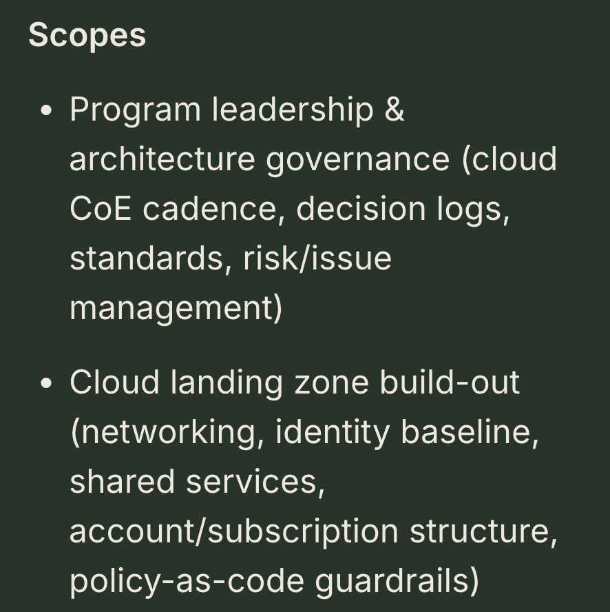 Clearly defined scope for each pricing option